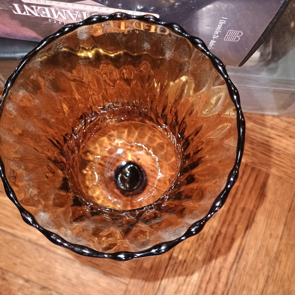VTG 4 Homco Home Interiors Amber Honeycomb Optic Glass Peg Votive Candle Holder - Picture 7 of 7